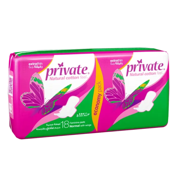 برايفت | فوط نسائية رقيقة عادي | 18 قطعة