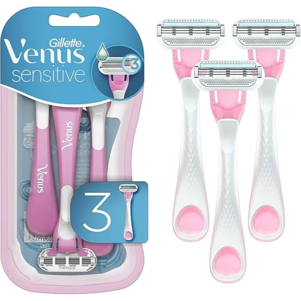جيليت | فينوس شفرات حلاقة حساسة للاستعمال مرة واحدة للنساء | 3 قطع