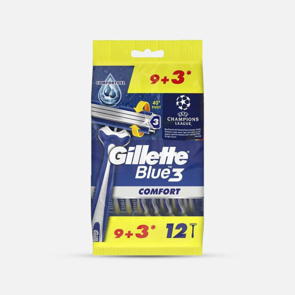 جيليت | ماكينة حلاقة بلو 3 كومفورت بثلاث شفرات للرجال | 12 قطعة