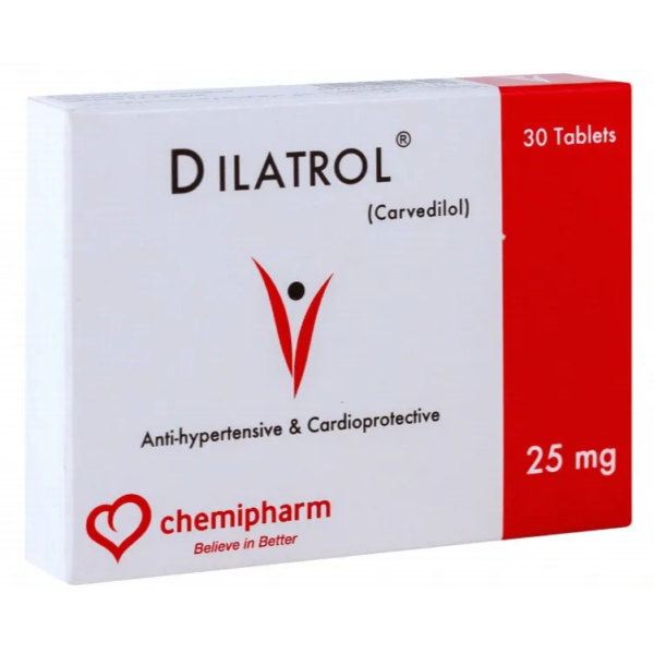 ديلاترول 25 مجم لارتفاع ضغط الدم dilatrol 25 mg | ٣٠ قرص