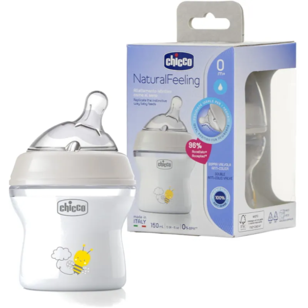 شيكو | ببرونه رضاعة طبيعية بطيئة التدفق حديثي الولاده | 150مل