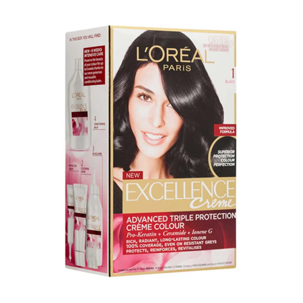 لوريال باريس | صبغة الشعر الرائعة إكسيلانس كريم | 1 أسود