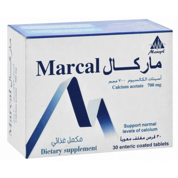 ماركال اقراص 700 مجم كالسيوم marcal tab لمرضى الكلى | 30 قرص