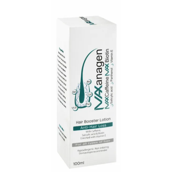 ماكساناجين | لوشن مضاد لتساقط الشعر مع البيوتين والكافيين وحمض الساليسيليك لجميع أنواع الشعر | 100مل